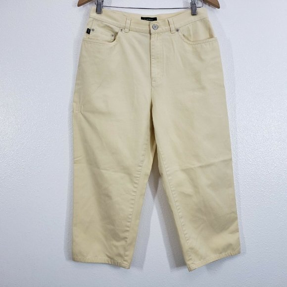 Lauren Ralph Lauren Womens Jeans Cropped Soft yellow Size 8 High Waist Capri - Picture 3 of 10